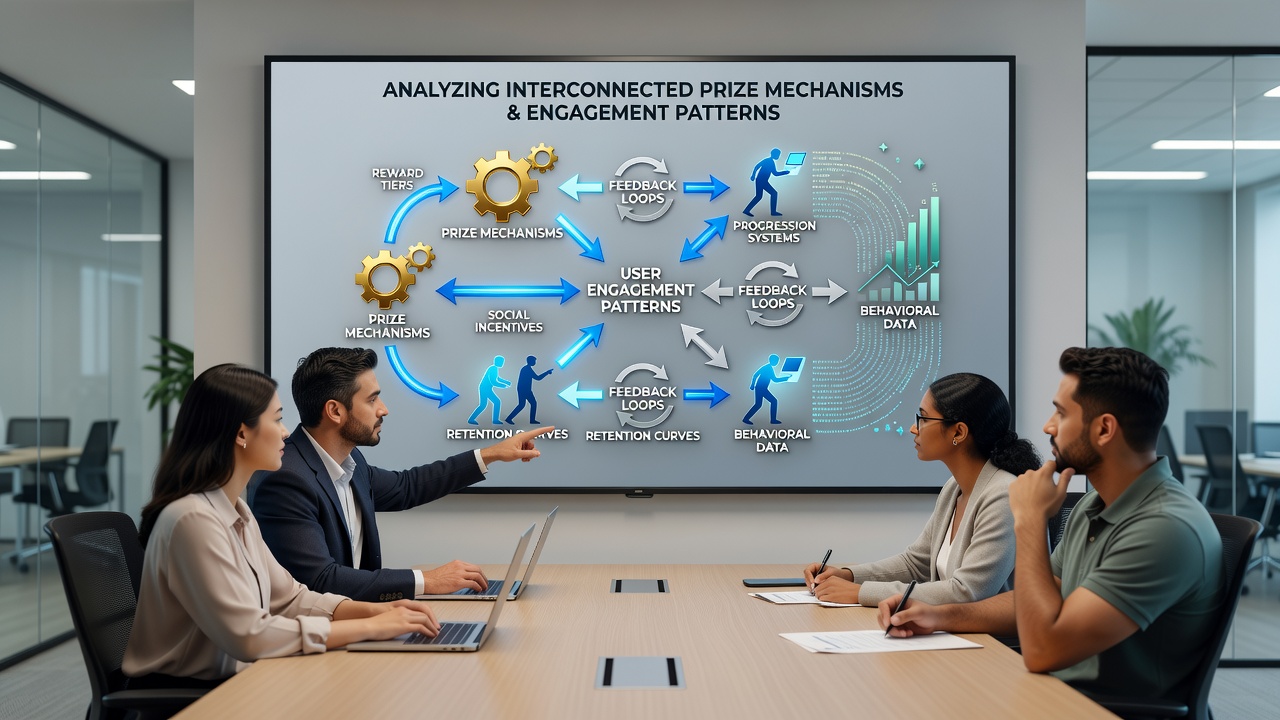 Analytics dashboard screenshot showing user engagement spikes tied to interconnected jackpot triggers