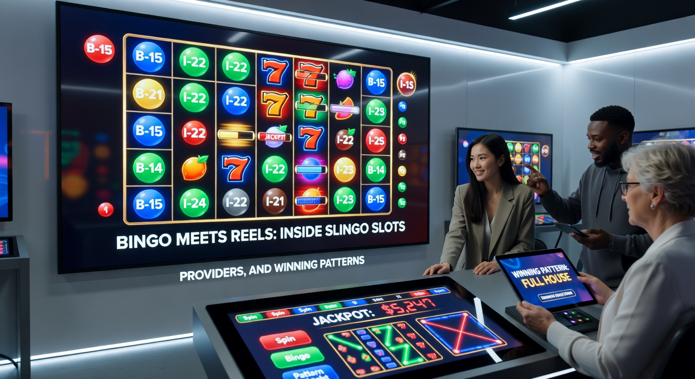 Collage of popular Slingo slot providers' logos alongside sample game grids featuring themed reels and completed bingo lines
