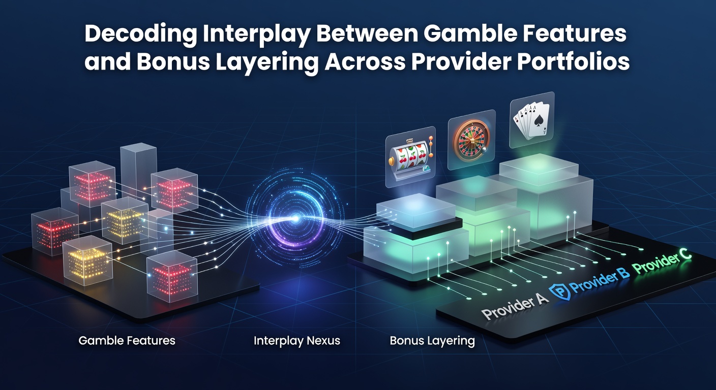 Slot interface displaying gamble feature options alongside stacked bonus indicators from various providers