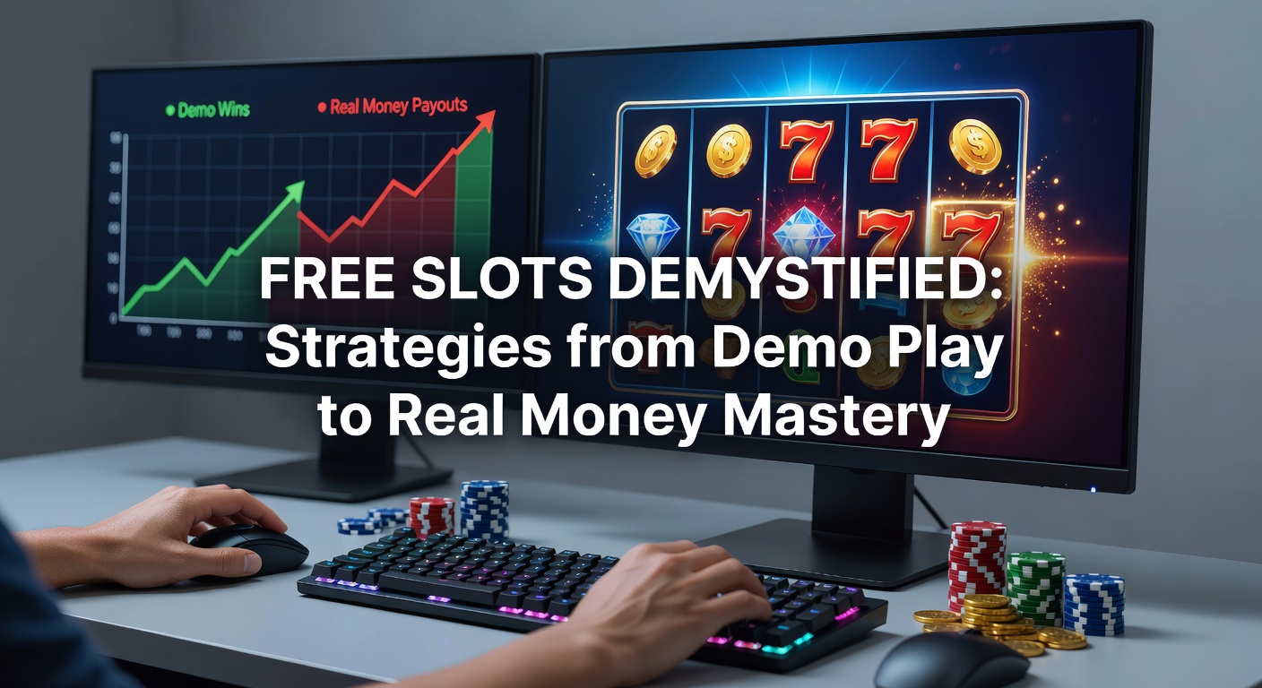 Vibrant slot machine reels spinning with demo and real money icons overlayed, illustrating the transition from practice to play
