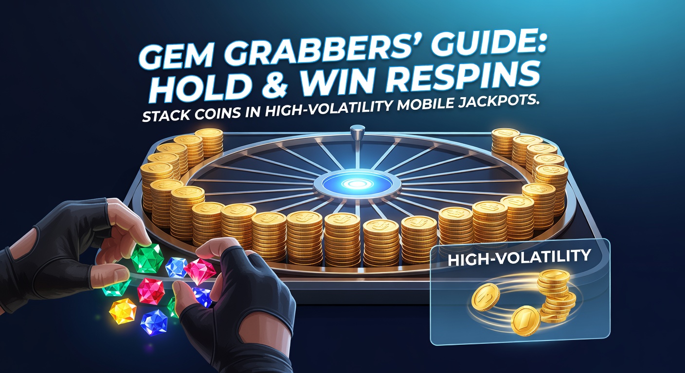 Close-up of stacked gem coins during a Hold & Win respin bonus, jackpot meters filling on a mobile slot display