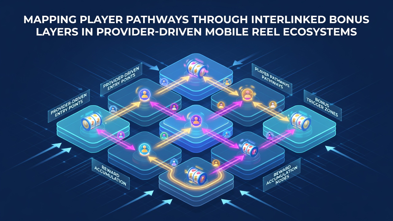 Visual representation of interconnected bonus layers in mobile slot ecosystems showing player pathways and reel structures