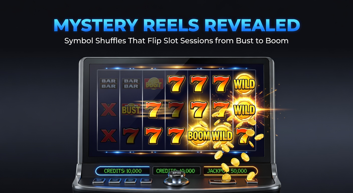 Close-up of mystery symbols expanding across slot reels, morphing into stacked wilds and premium icons that align for a massive jackpot payout on a mobile screen