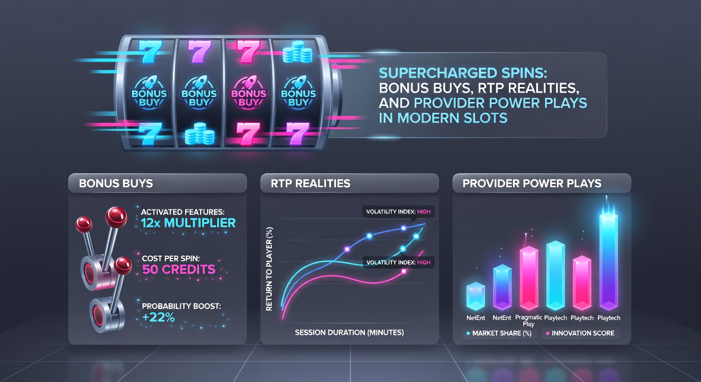 Dynamic slot interface showcasing RTP meter, bonus buy slider, and provider logo amid explosive win animations
