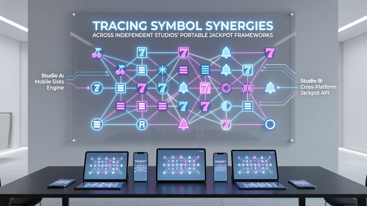 Diagram showing symbol connections across multiple mobile jackpot games from independent developers