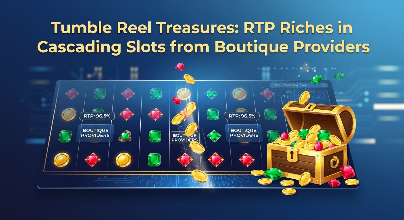 Vibrant cascading slot reels exploding with colorful gems and treasures, showcasing chain reaction wins from boutique game studios